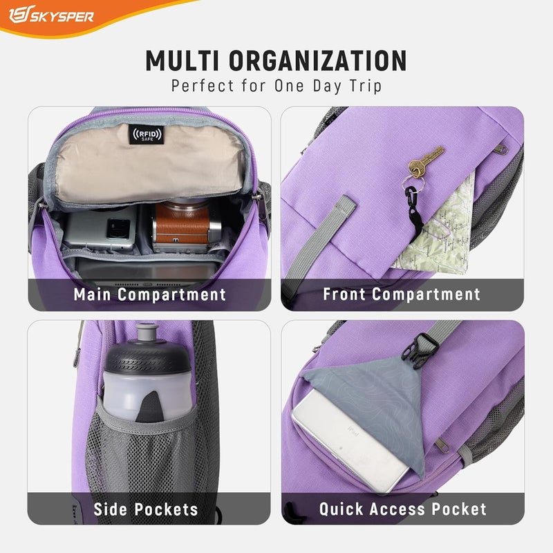 SKYSPER Sling Bag RFID Cross Body Bag Recycled Crossbody Backpack Travel Daypack - Image 3